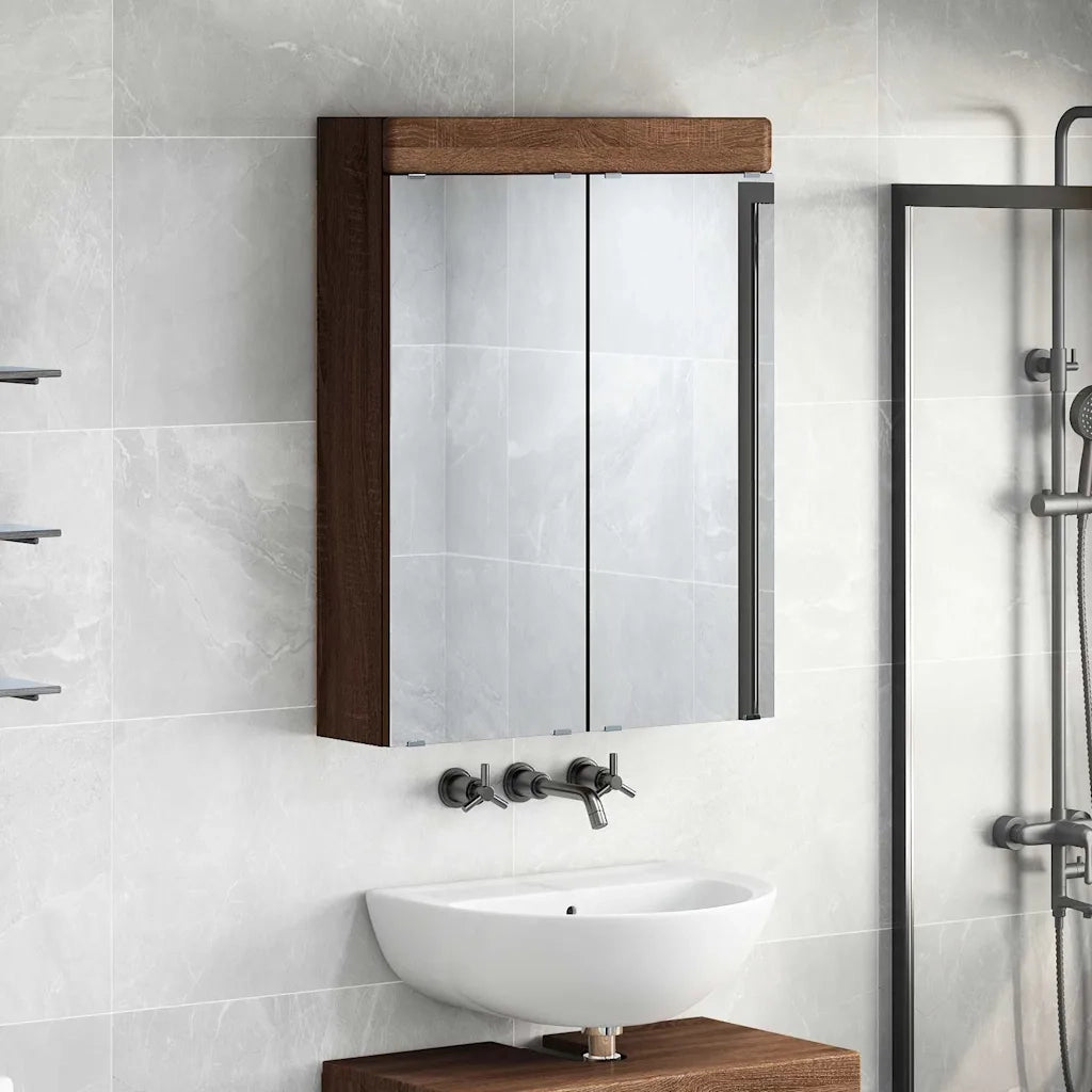 Mobiletto per specchio da bagno con porta TULUM Rovere Marrone