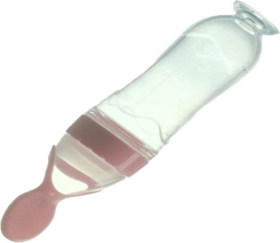 Flessa per Bambini - Flessa per Bambini con Cucchiaio - 90ml - Rosa - Cucchiaio per Alimentazione - Flessa con Cucchiaio - Flessa per Bambini con Beccuccio - Silicone - Flessa per Bambini con Zanzara