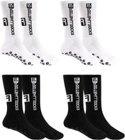 Sokke per pallamano con presa antiscivolo 39-46 - 4 paia - Calze atletici respiranti per pallamano, pallacanestro, corsa (nero bianco)