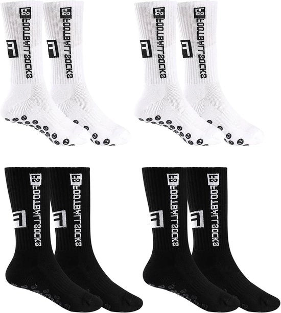 Sokke per pallamano con presa antiscivolo 39-46 - 4 paia - Calze atletici respiranti per pallamano, pallacanestro, corsa (nero bianco)