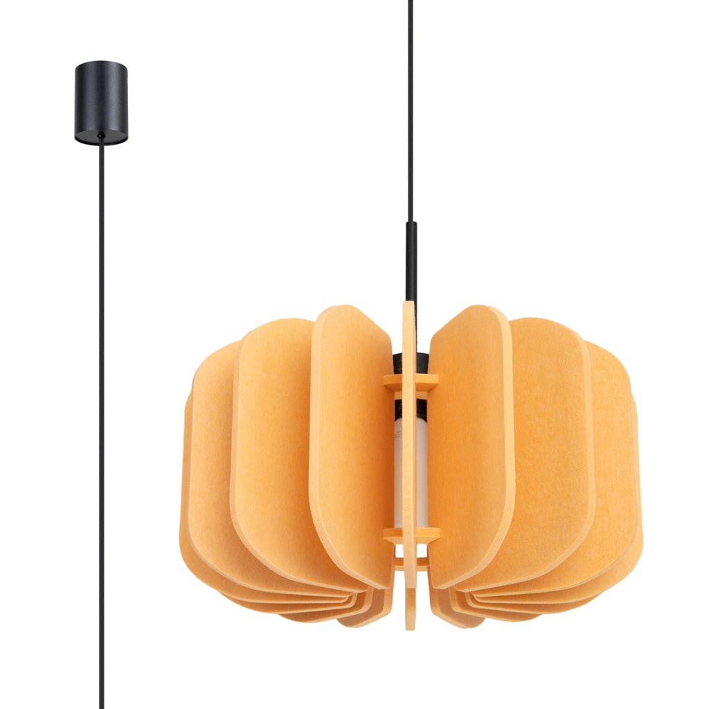 Lampada a sospensione BARDEO feltro gialla Ø45 E27