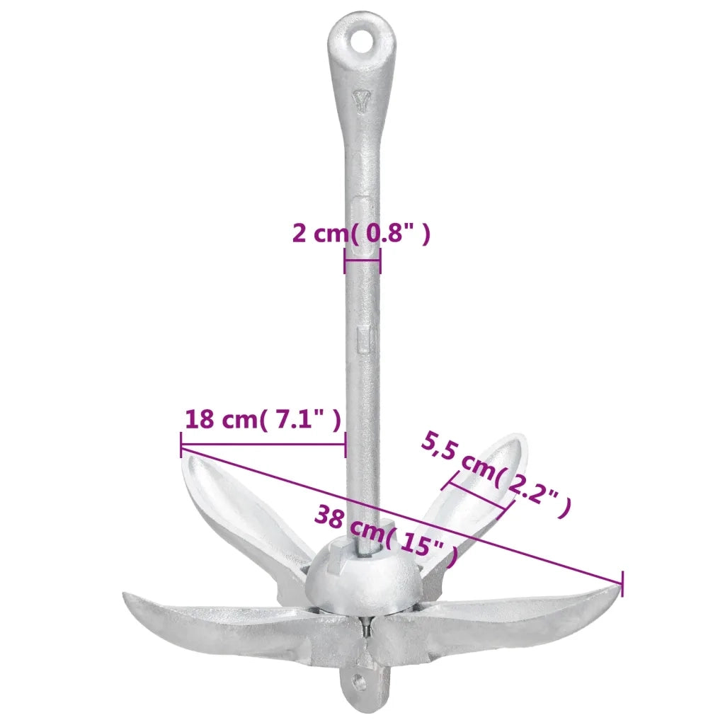 Ancora Pieghevole Argento 4 kg in Ghisa Zincata a Caldo 94270