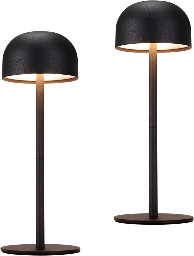 ZMH Lampada da tavolo LED set 2 pezzi nera wireless dimmerabile 3 temperature per camera letto soggiorno