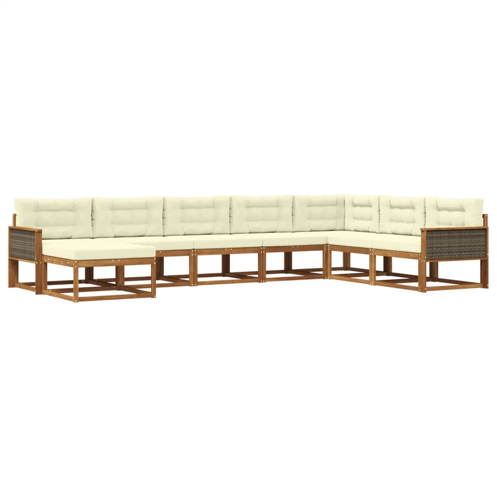 Set di divani da esterno con cuscino 8 pcs Naturale e Crema