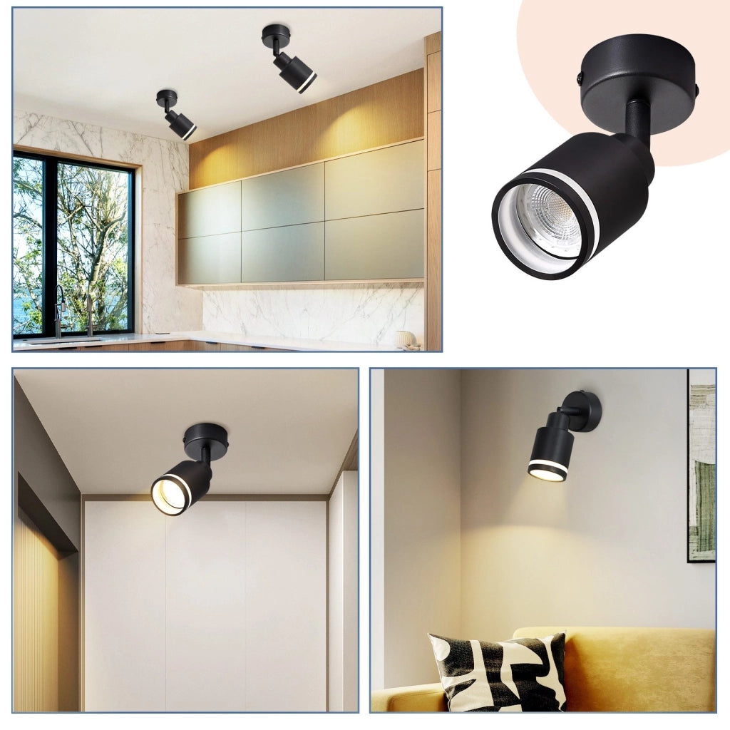 ZMH Faretto da soffitto moderno plafoniera nera 1 lampadina orientabile in metallo GU10
