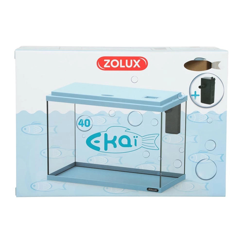 Zolux Ekai 40 24L - acquario cm40x20x28h completo di filtro interno Colore: Azzurro