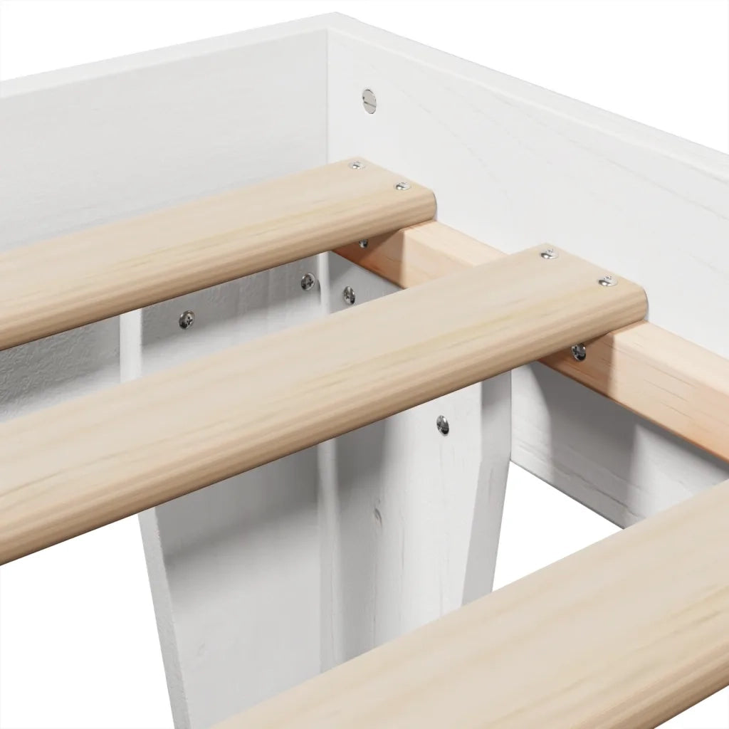 Letto senza Materasso Bianco 75x190 in Legno Massello di Pino 855380