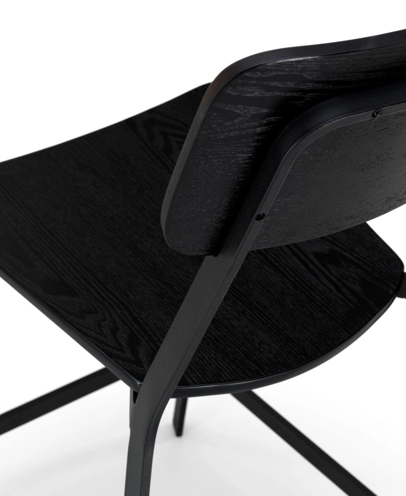Set 2 Sgabelli 51x51,5xH97 cm in Legno e Metallo Woody Nero