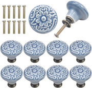 Pomelli di caricamento 10 pezzi - Maniglie vintage per cassetti - Ceramica - Maniglie rotonde - Diametro 34 mm - Inclusi viti
