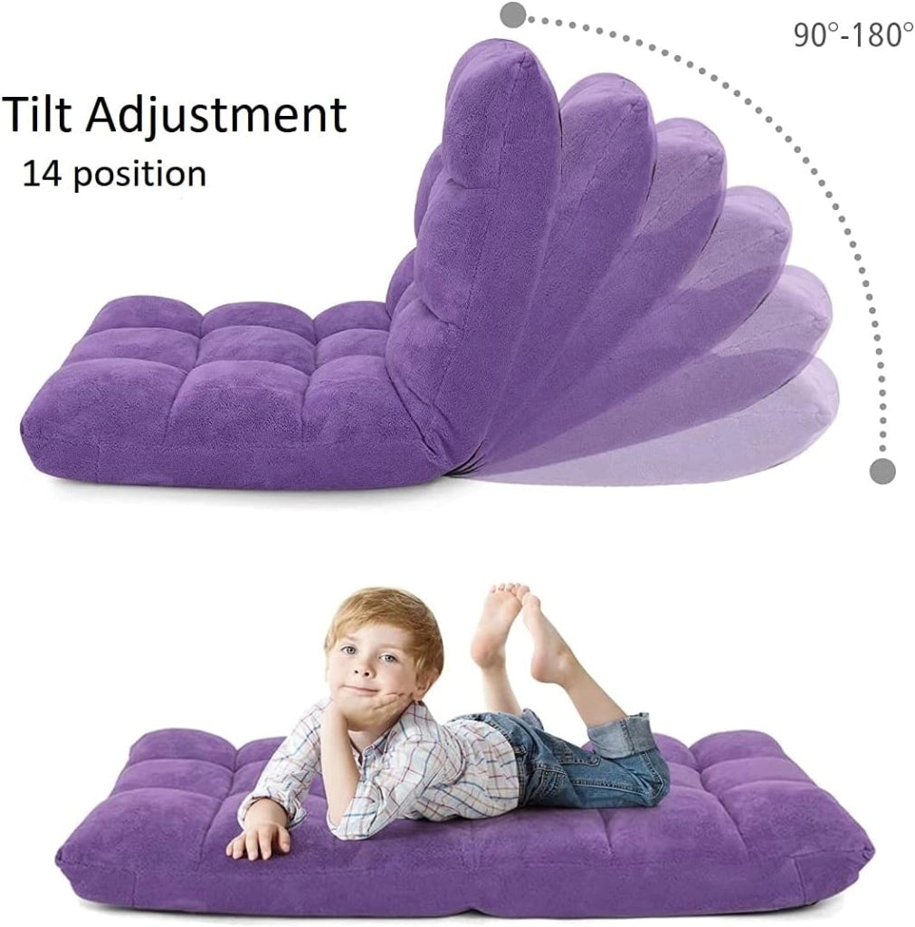 Sedia da pavimento, imbottita, pieghevole, cuscino da pavimento regolabile a 14 livelli, con schienale, pugilato, per meditazione e finestra, colore: viola