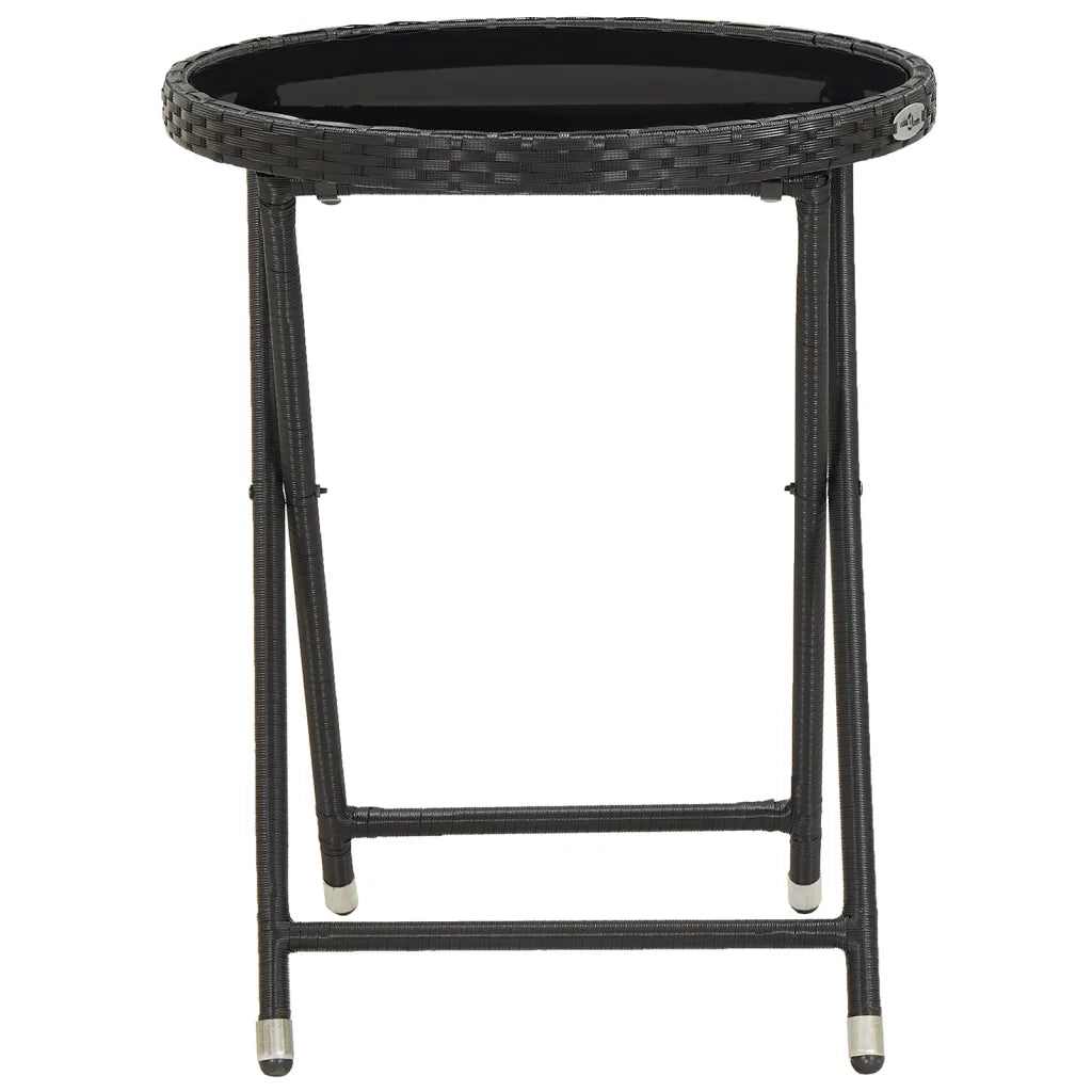 Set da Bistrot per Giardino 5pz Polyrattan Vetro Temperato Nero 3058394