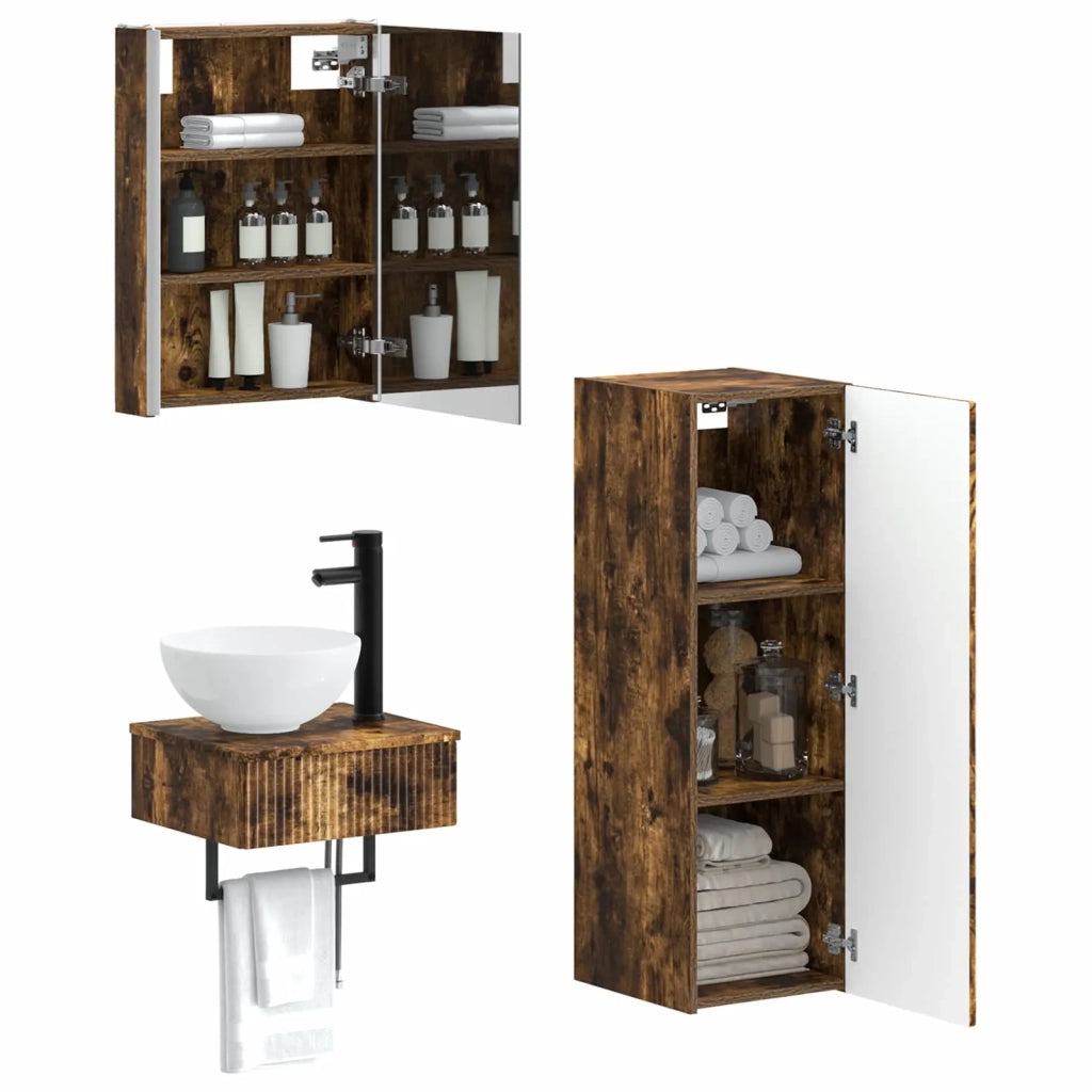 Set di Armadi da Bagno 4 pcs Rovere Fumo 43 x 11,5 x 60,5 cm 3407379