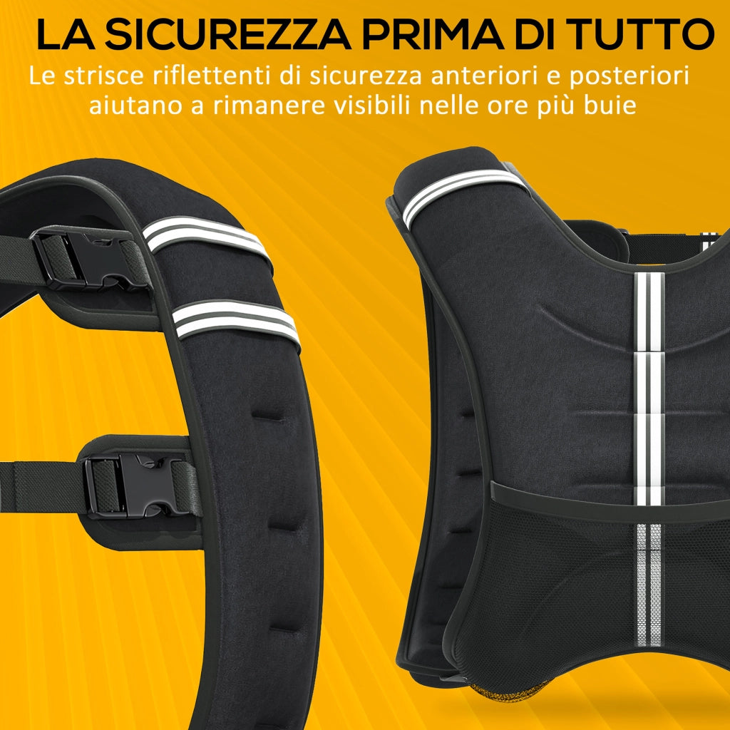 Giubbotto Zavorrato 10kg ¨C Xylo ¨C Traspirante Tasca Portaoggetti Nero 40x35cm