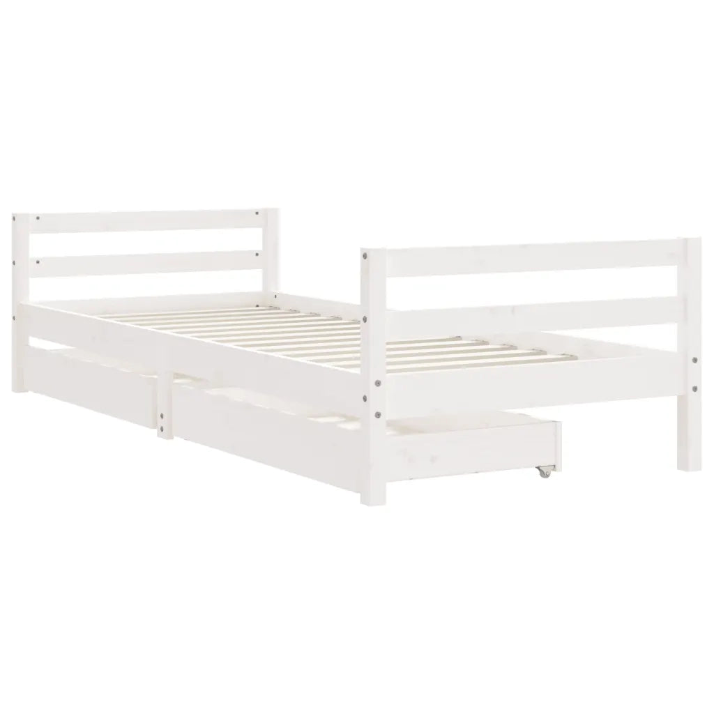 Giroletto Bambini | Letto Infantile | Lettino con Cassetti Bianco 90x190 cm Massello Pino