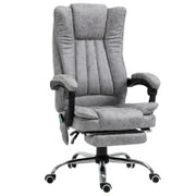 Sedia da Ufficio Massaggiante e Riscaldante ad Altezza Regolabile, Poltrona con Poggiapiedi, Sedia Ergonomica in Microfibra, 62x70x113-120 cm, Grigio