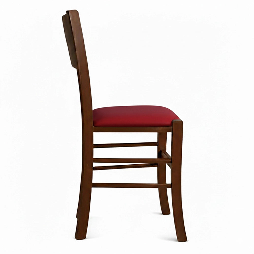 Sedia da  sala da pranzo Lucy in legno noce scuro con seduta imbottita Rosso