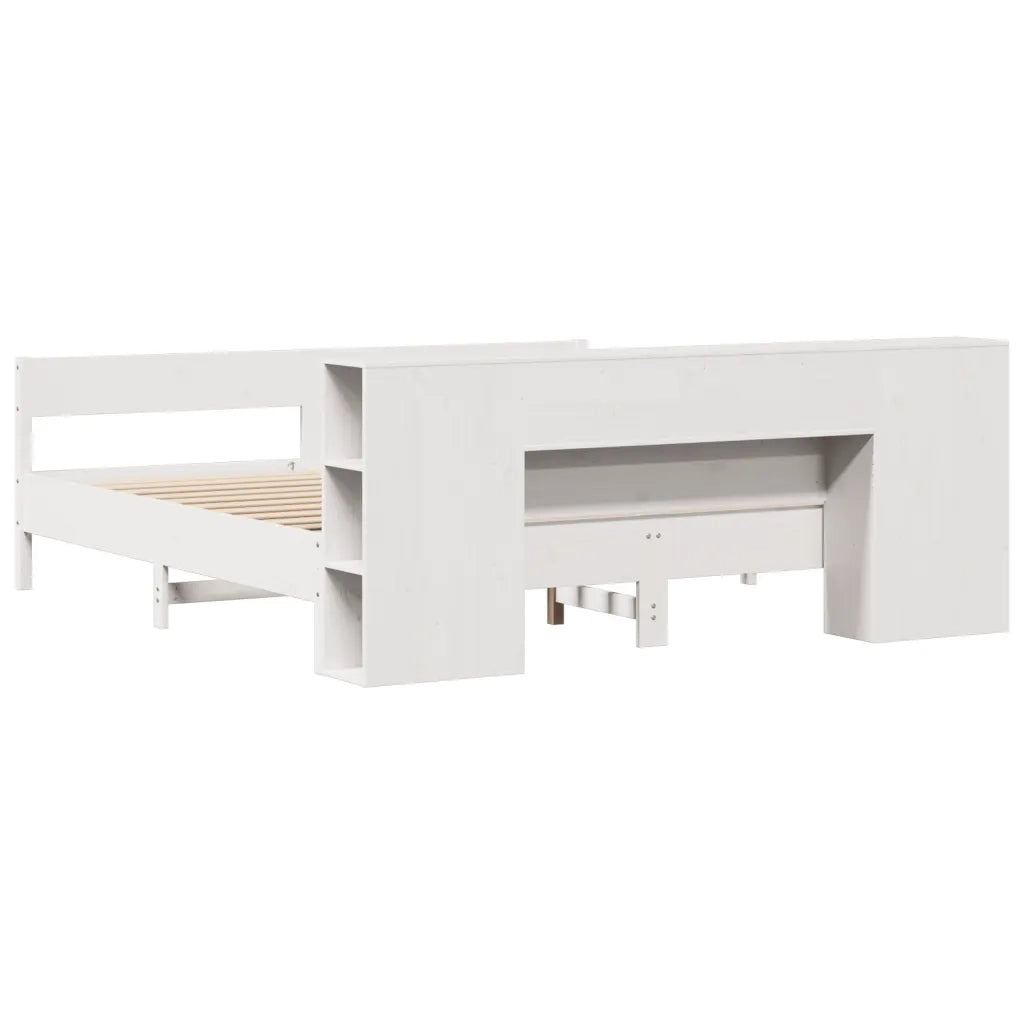 Letto Libreria senza Materasso Bianco 200x200 cm Legno di Pino