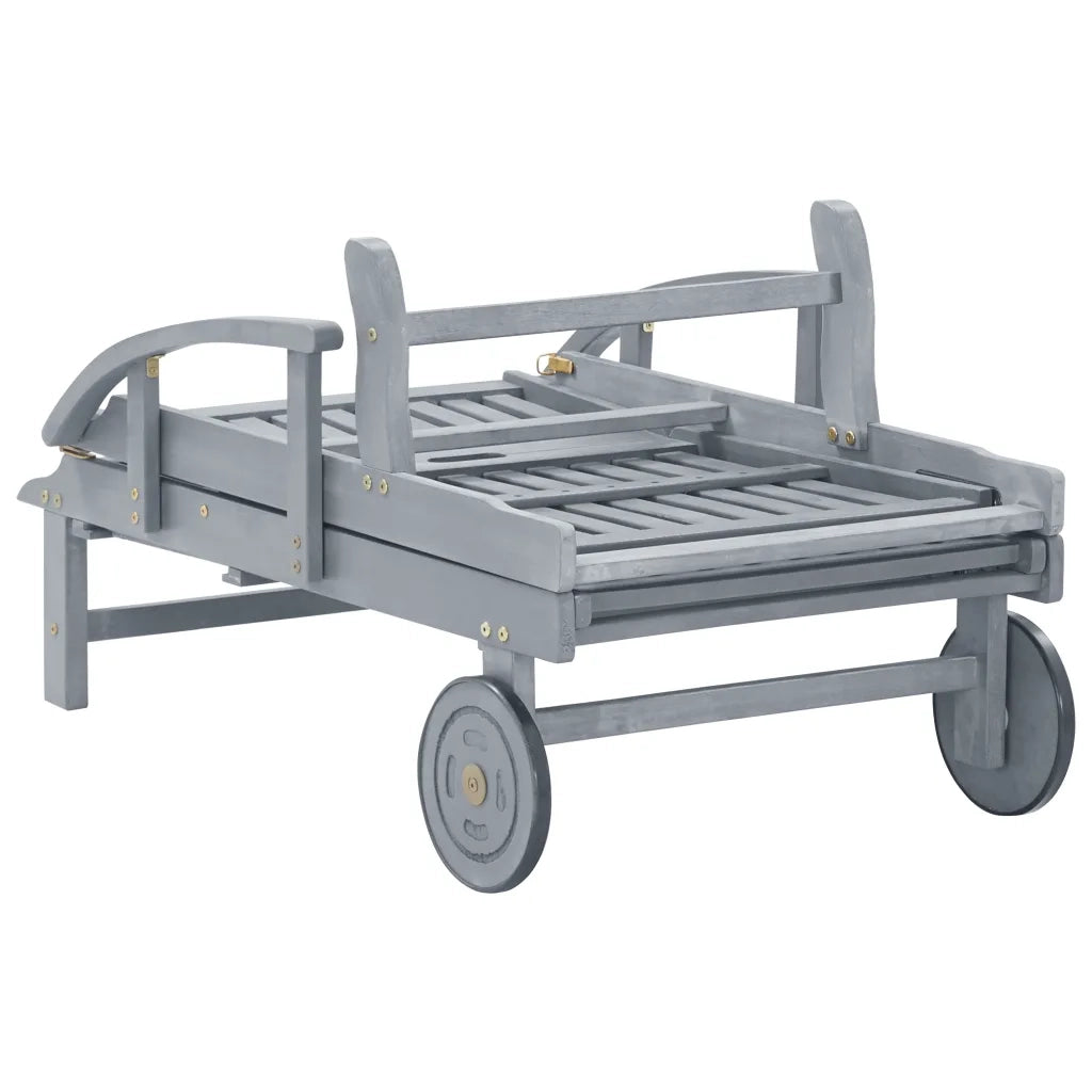 Lettino Prendisole da Giardino con Cuscino Massello di Acacia cod mxl 75699