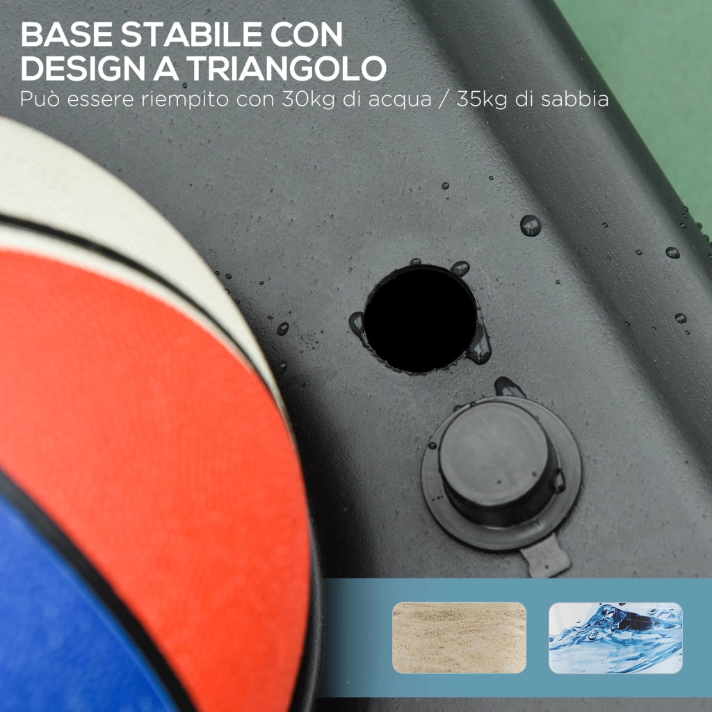 Canestro da Basket da Esterno con Supporto e Altezza Regolabile in Acciaio. 73x49x194-249 cm