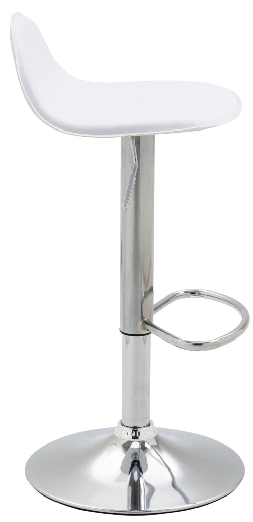Set 2 Sgabelli Alti Lana in Similpelle bianco,cromo
