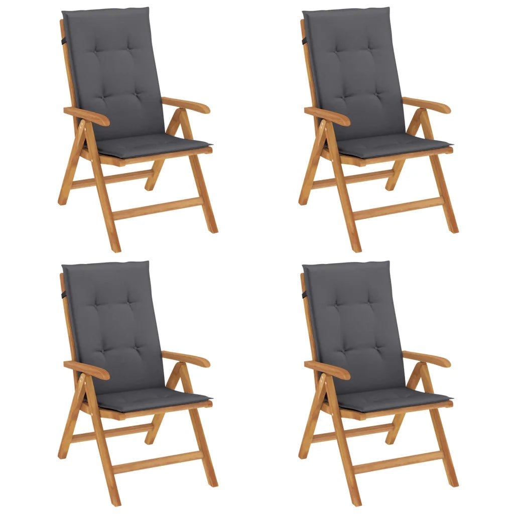 Sedie da Giardino Reclinabili con Cuscini 4 pz in Legno di Teak 3196463