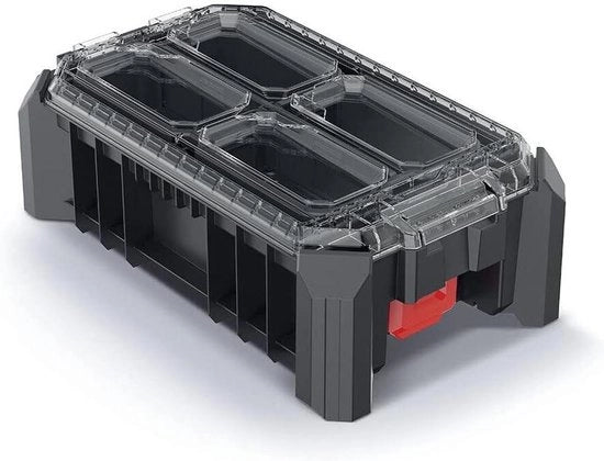 Cassetta di ordinamento con cassette per piccoli componenti - trasparente, coprente, stivabile - 368 x 228 x 126 mm