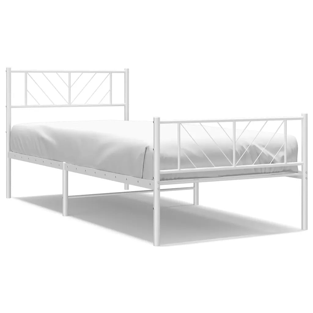 Giroletto con Testiera e Pediera Metallo Bianco 100x190 cmcod mxl 131125