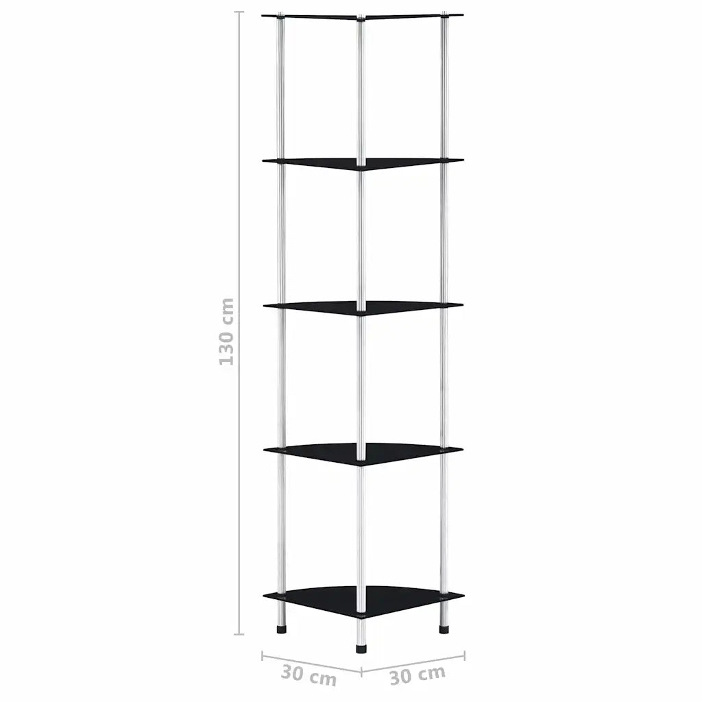 Scaffale a 5 Livelli Nero 30x30x130 cm in Vetro Temperato CFW5556129