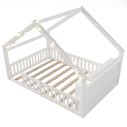 Letto per bambini 140×190 cm con sponde e ripiani laterali; senza materasso; legno; bianco