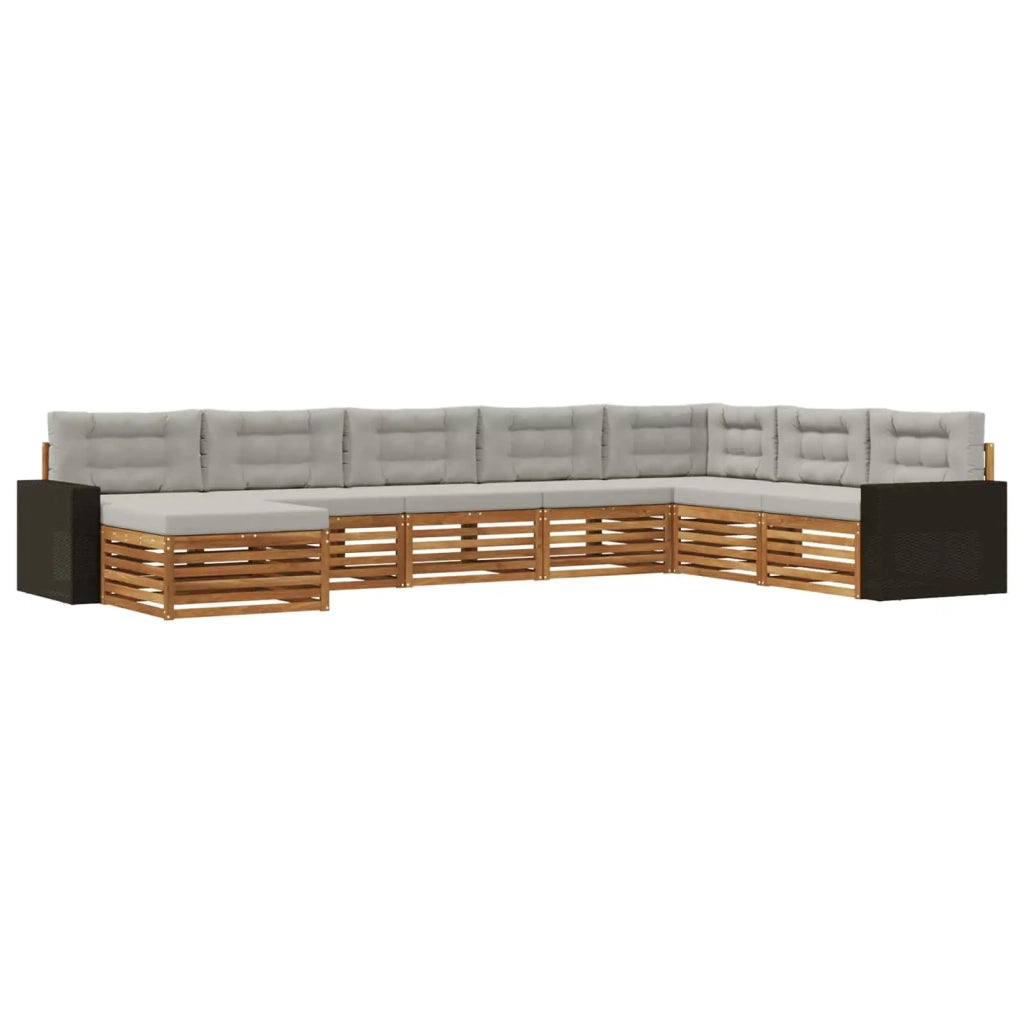 Set di divani da esterno 8 pz Naturale e Grigio Chiaro 3383724