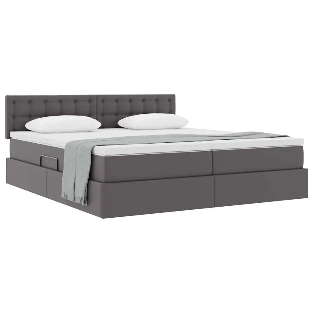 Letto con Contenitore Grigio 200 x 200 cm Pelle Sintetica 3370911
