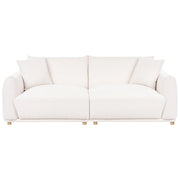 Divano a 3 posti in tessuto con cuscini decorativi gambe in legno bianco sporco divano moderno per soggiorno