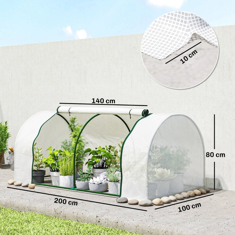 SERRA da Giardino 200x100x80 cm in PE Bianco con Telaio in Acciaio