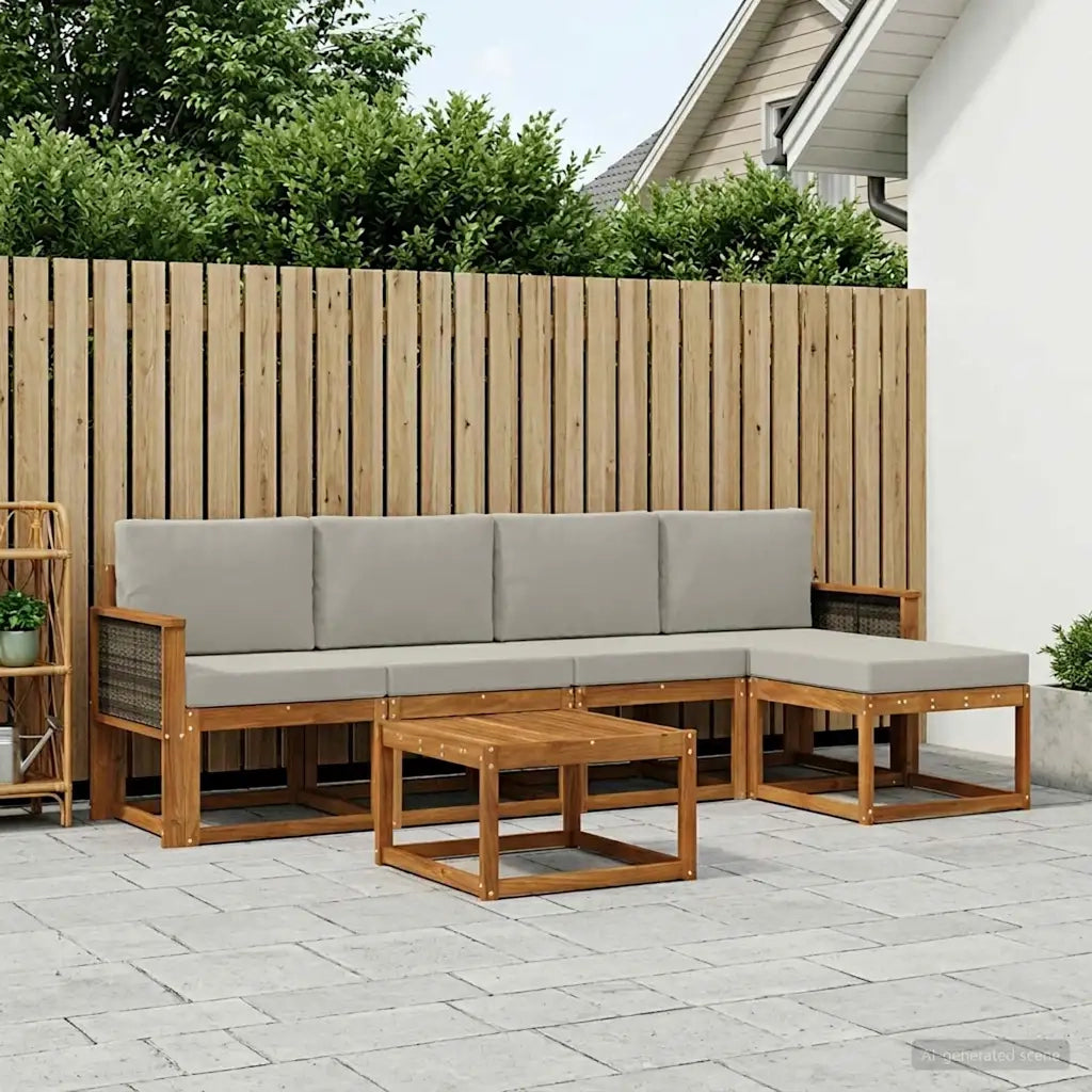 Set di divani da esterno 6 pcs Naturale e Grigio Chiaro 3385147