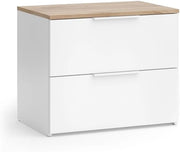 Cassettiera Wido, Bianco/Sonoma, 60 x 50 cm con 2 cassetti, per riporre abiti e oggetti di uso quotidiano
