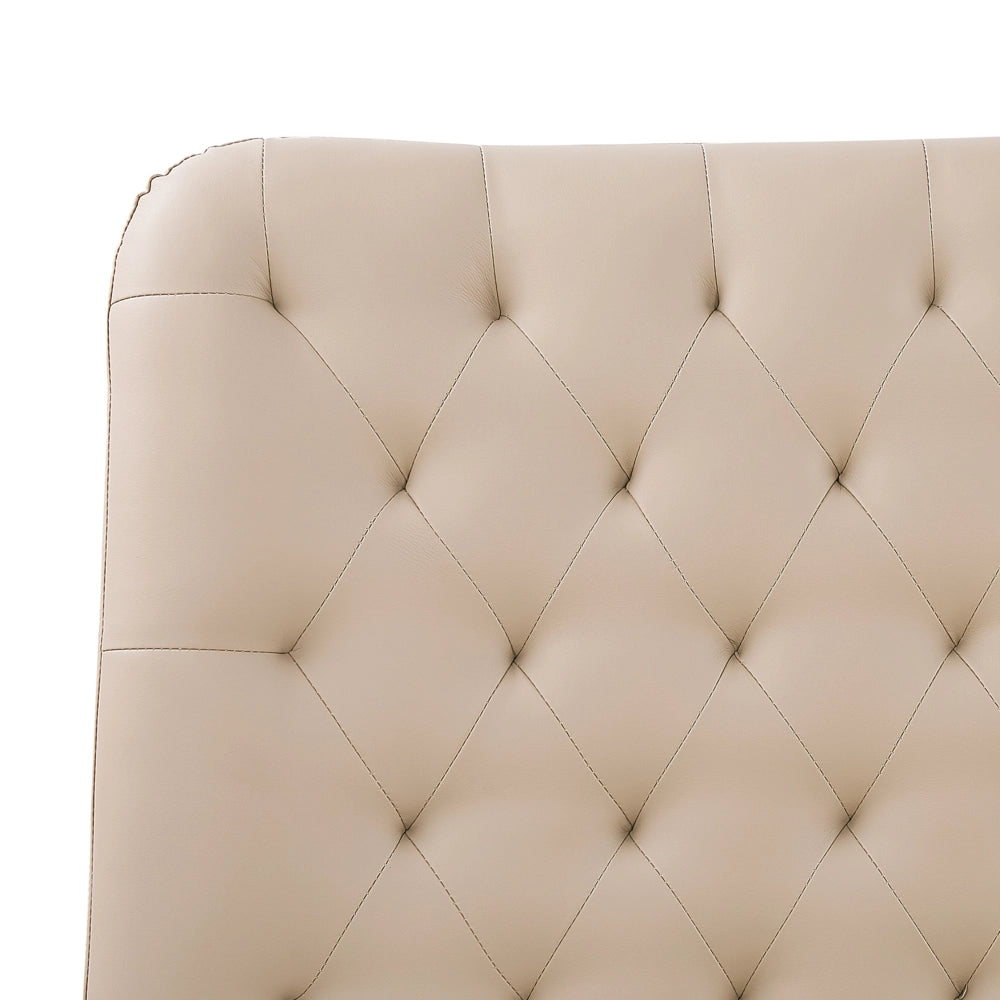Letto rivestimento in ecopelle beige 180 x 200 cm dal design moderno trapuntato testiera