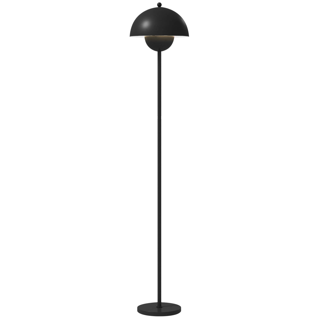 Lampada da terra per soggiorno moderna con paralume a ciotola interruttore a pedale attacco E27 senza lampadina ?30x155 cm nero ¨C zephmum ¨C nero
