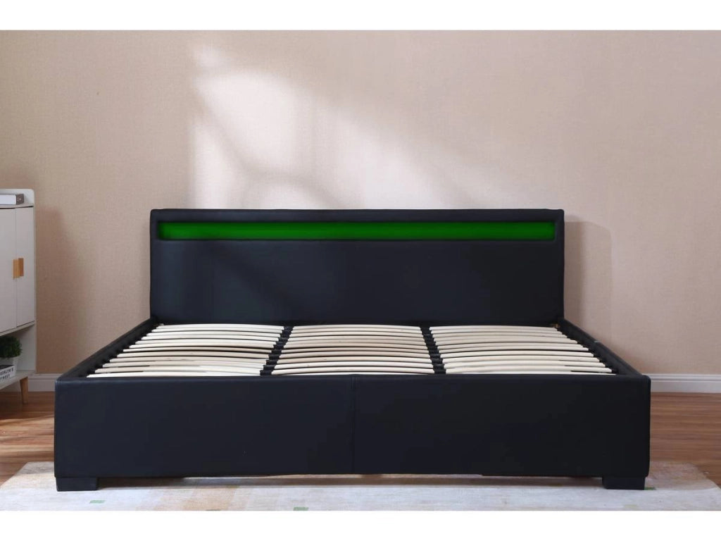 Letto matrimoniale a LED "Nico" - 180 x 200 cm - Nero