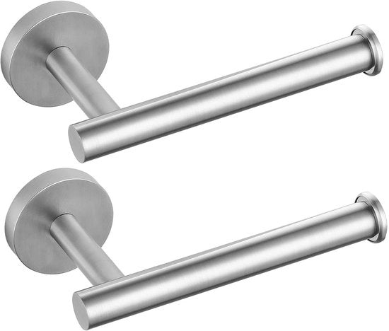 Supporto per carta igienica, Supporto per carta igienica perforato, fissaggio a parete, acciaio inossidabile SUS304, bagno, cucina, supporto per carta igienica 2-pack (nickelato)