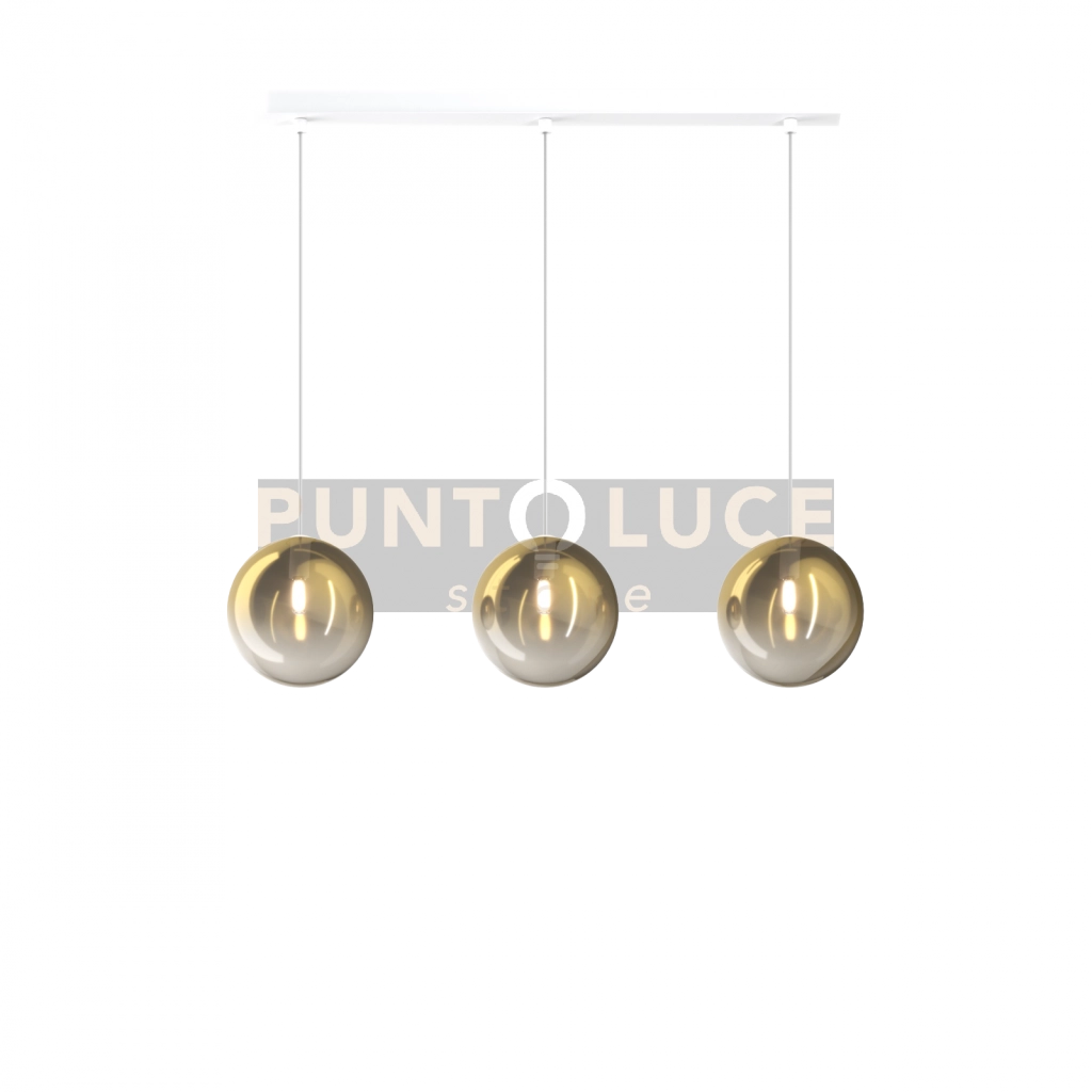 SOSPENSIONE CROMO 3 LUCI RETTANGOLARE VETRI AMBRA 1184CR-S3 R-AM