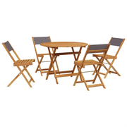 Set Pranzo da Giardino 5pz | Set Salotto da Giardino Antracite Tessuto e Legno Massello
