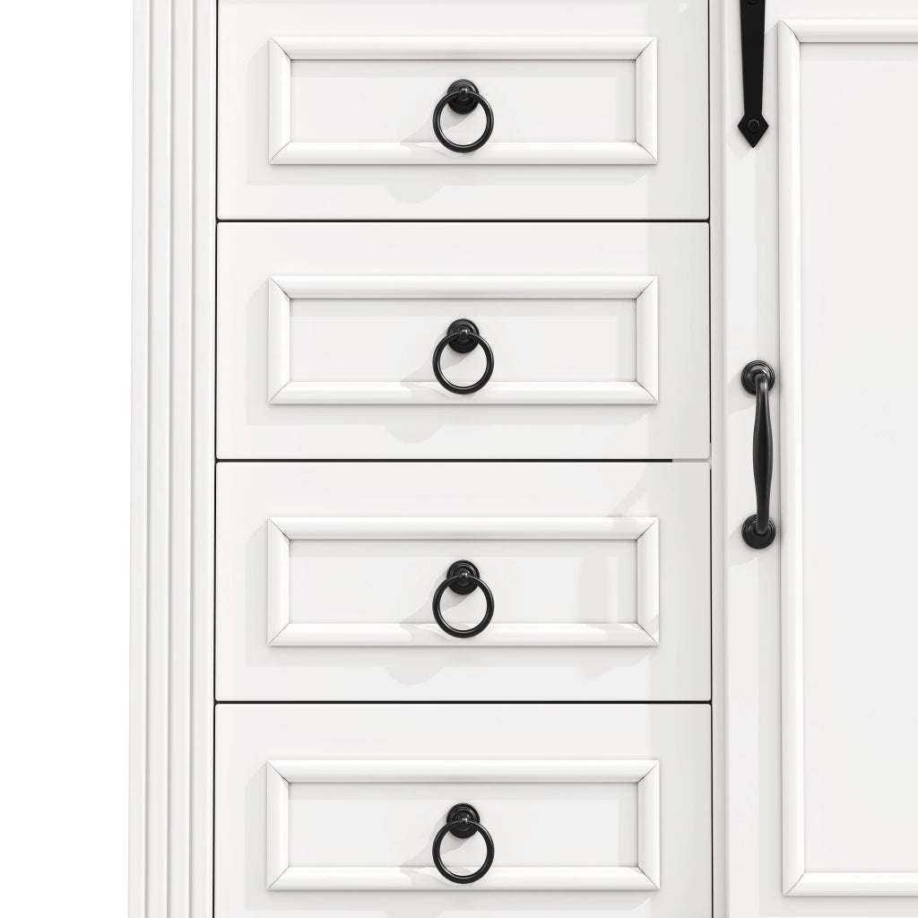 ARMADIO CUCINA Antiribaltamento 80x39,8x180 cm Bianco MDF con 4 cassetti