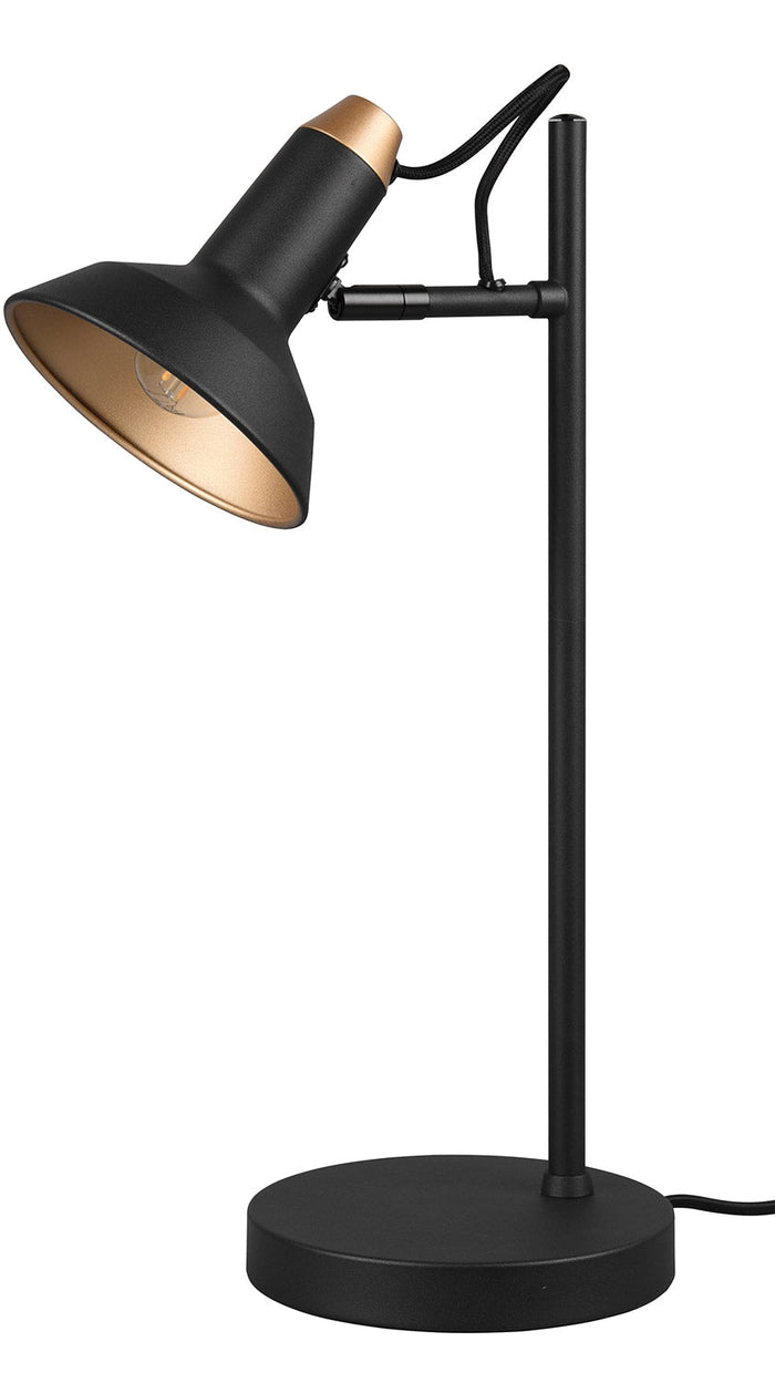 Lampada da Tavolo da Interno Attacco E14 in Metallo Nero Opaco