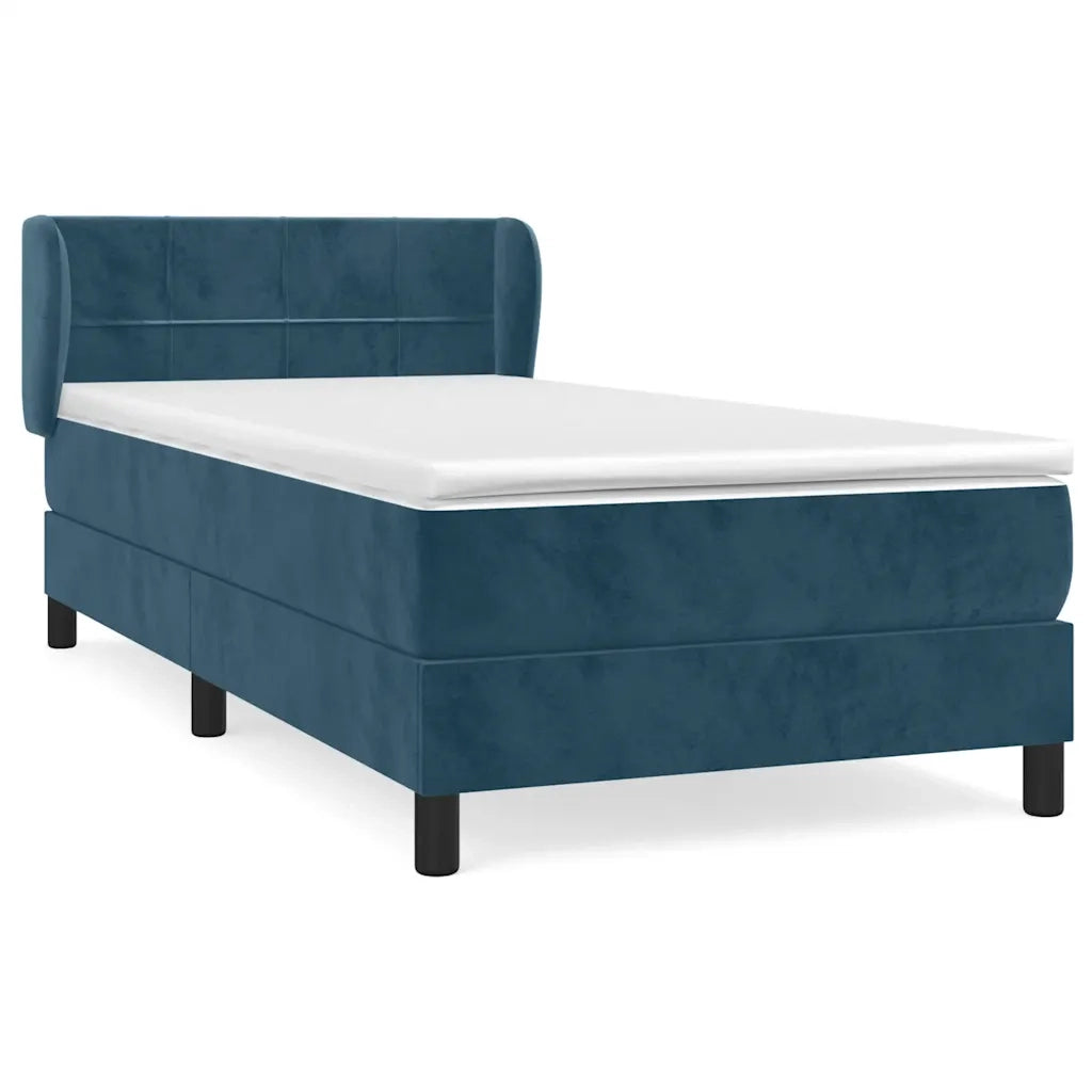 Giroletto a Molle con Materasso-Struttura Letto Blu Scuro 90x190 cm in Velluto 418303