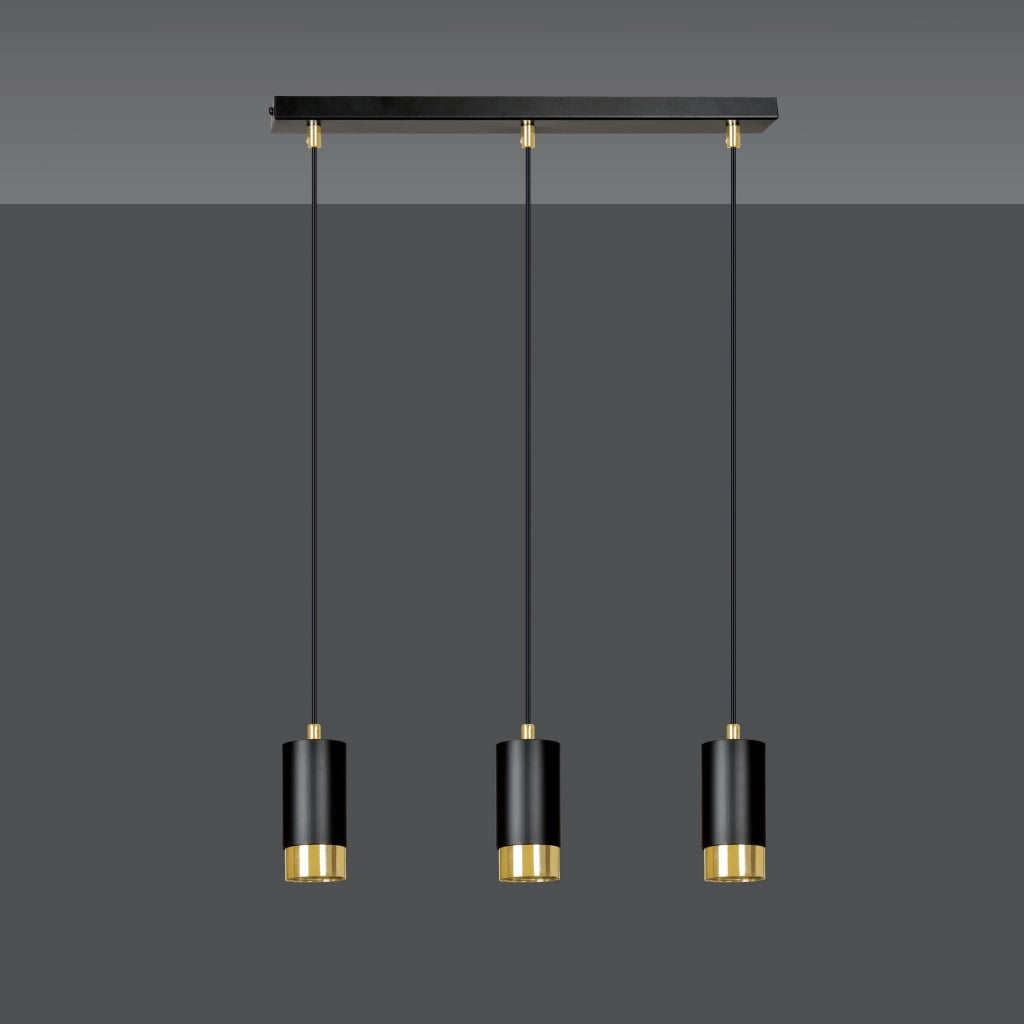 Lampadario Emibig Fumiko 3xGU10 nero/oro metallo regolabile