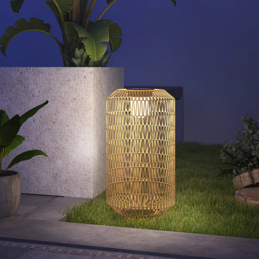 Lampadaire solare esterno in resina intrecciata ¨C zephmum ¨C giallo ?30x55cm