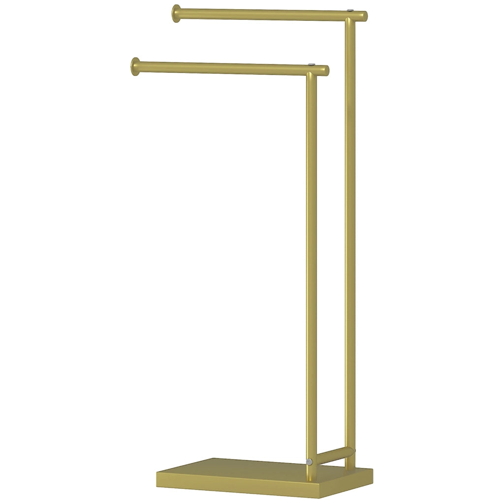 Portasciugamani a L con 2 Barre ¨C zephmum ¨C Dorato 35.5x20x78 cm