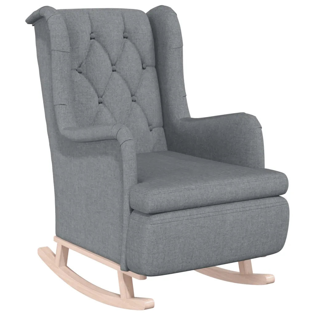 Poltrona con Gambe a Dondolo e Sgabello Grigio Chiaro Tessuto 3121272
