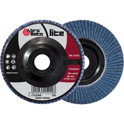 DISCO LAMELLE RADIALI ZIRCONIO ABRABETA - MM 115X22 GRANA  60- 20 pezzi