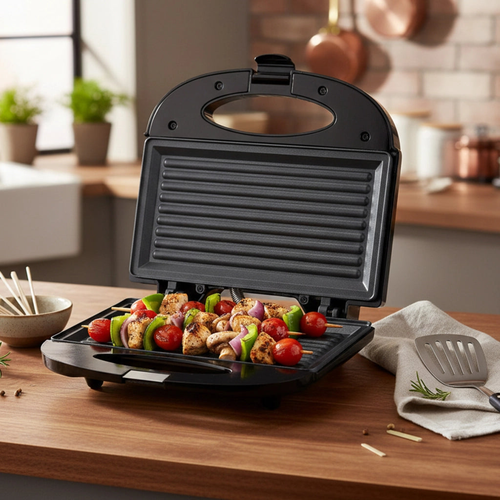Macchina per Sandwich 750 W Termostato Automatico e Piastre Antiaderenti Nero MELISSA